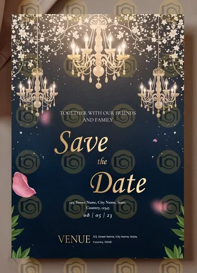 Save The Date Card Template Featuring Floral Design And Elegant Typography For A Wedding Announcement